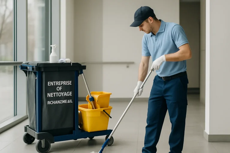 Un agent de nettoyage effectuant un désinfectant dans un appartement à Richardménil.