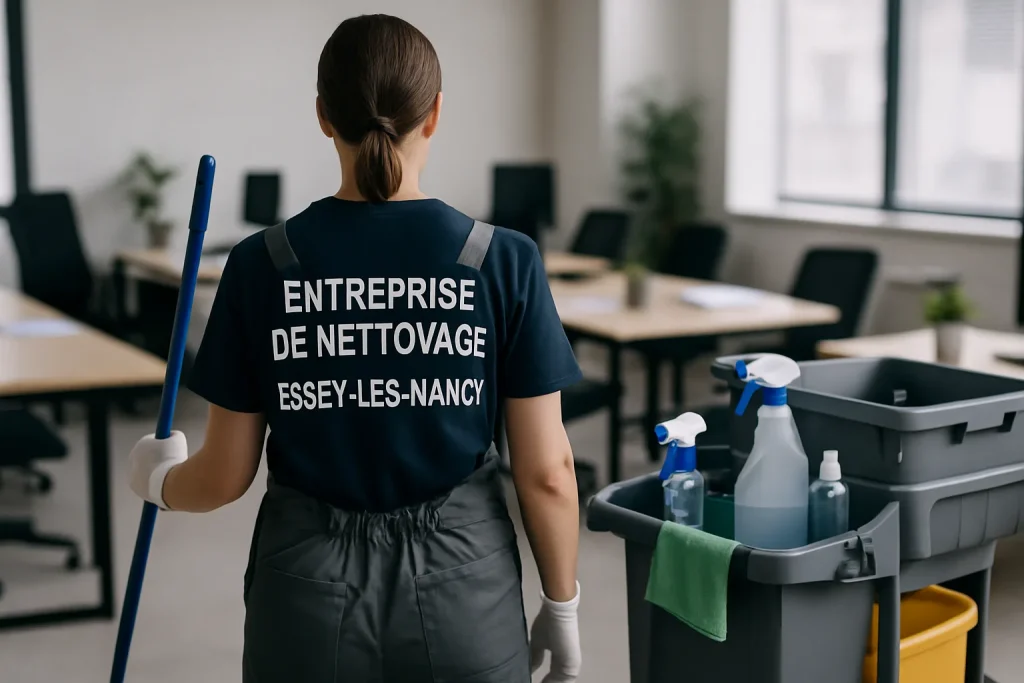 Une équipe de nettoyage à Essey-les-Nancy utilisant des équipements modernes pour nettoyer un appartement.