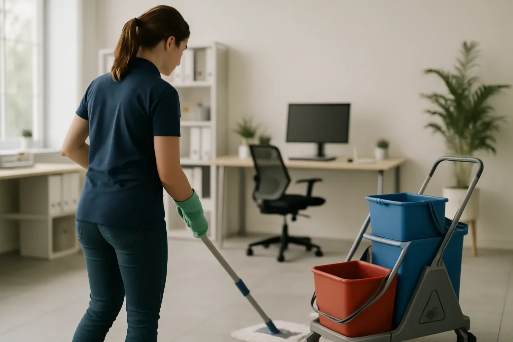 Technicien de nettoyage désinfectant un appartement à Malzaville avec des équipements spécialisés.