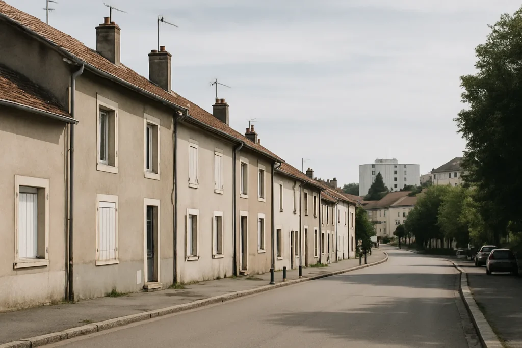 Rue résidentielle à Lunéville sous la lumière du jour, ambiance tranquille